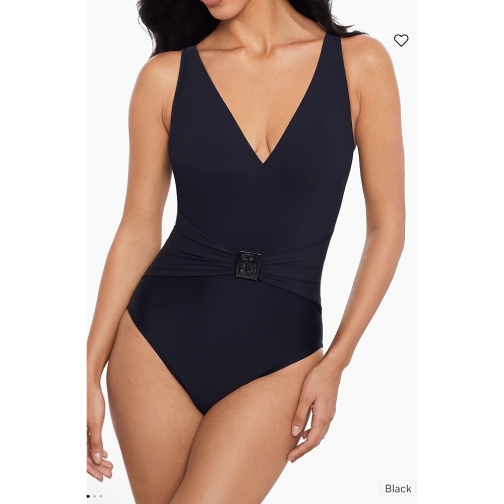 Magicsuit Glimmer Twins Faith One-Piece Swimsuit Black Sz 8 NEW $182